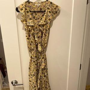 Yellow with black flower maxi dress